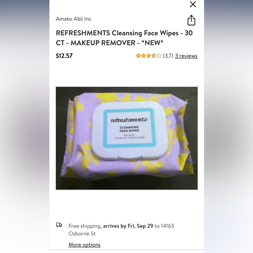 Refreshments makeup wipes